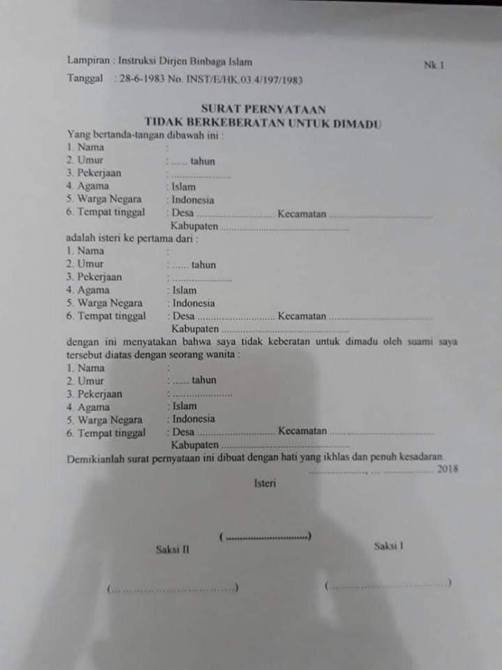 Contoh Surat Ingin Kawin Lagi Poligami Indonesia Bahasawan Id